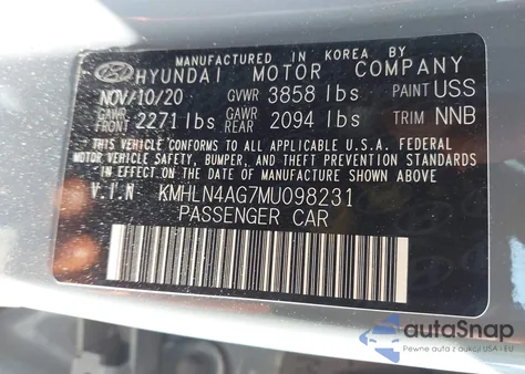 2021 Hyundai Elantra Sel from USA, damaged, VIN KMHLN4AG7MU098231